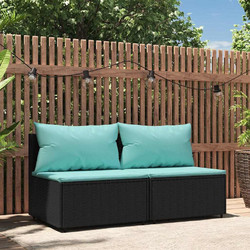 vidaXL Διθέσιος Καναπές Εξωτερικού Χώρου Rattan Μαύρος 63x63x57.5cm 319802