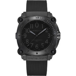 Hamilton Khaki Navy BelowZero Ανδρικό Ρολόι Αυτόματο με Μαύρο Καουτσούκ Λουράκι H78505330