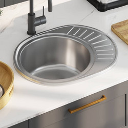 vidaXL 145072 Ένθετος Νεροχύτης Οβάλ Inox Αντιστρεφόμενος