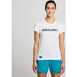 Saucony Stopwatch Graphic Short Sleeve Γυναικείο Αθλητικό T-Shirt Λευκό SAW800372-WHA3