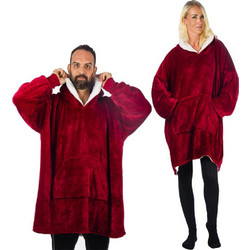 HomeVero Comfort Blanket HV-CB-R Κόκκινη Βελούδινη Oversized Μπλούζα - Κουβέρτα