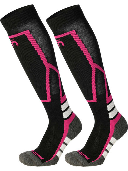 MICO 2600 Medium weight Warm control - Παιδικές κάλτσες Ski - Black Fucsia