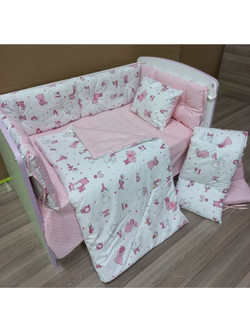Dizain Baby Zoo Σετ Κούνιας 60x120cm Pink 5τμχ