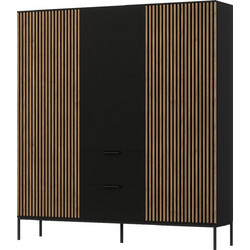 PoliHome Τρίφυλλη Ντουλάπα Ρούχων Oriol Καφέ 185x60x200cm