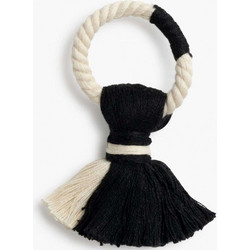 Δαχτυλίδια Πετσέτας Sami (Σετ 4Τμχ) CASAMI3DNEG 3,5x6,5cm Beige-Black Calma House 100% Βαμβάκι