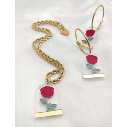 Funk Da Queen Necklace Set Rose - Σετ Κολιέ & Σκουλαρίκια Τριαντάφυλλο