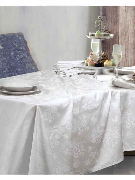 Πετσέτες Φαγητού Σετ Dining Jasmine White Saten Jacquard Rythmos (50x50) 6Τεμ
