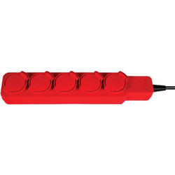 Πολύπριζο Στεγανό 5 Θέσεων VK/10055 Καλώδιο 1,5m Red VKLed