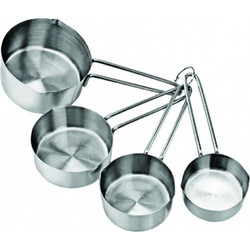 Σετ 4 κουτάλια μεζούρες μαγείρων, INOX, 1/4+1/3+1/2+1 φλ. (1 ΣΕΤ)