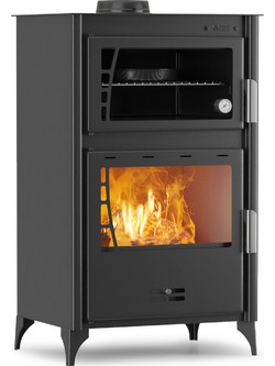 Thermogatz GS 15 Oven Black Ατσάλινη Ξυλόσομπα με Φούρνο 15kW