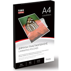Δίφυλλα Πλαστικοποίησης Typotrust A4 21.6x30.3cm 80mic 100Φύλλα LP04080