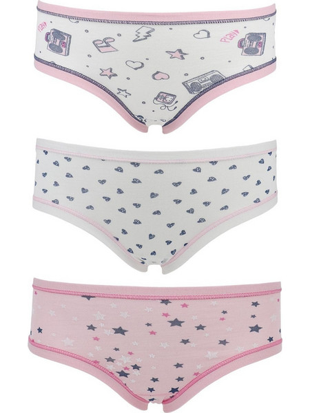 Παιδικά Σλιπ 3 ΤΜΧ Κορίτσι Εμπριμέ Cotonella AB104 evaunderwear