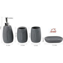 Σετ Μπάνιου Πορσελάνης 4 τεμαχίων Γκρι ForHome 245837 - For Home