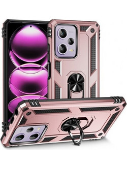 IPHONE 13 PRO MAX HYBRID SHOCKPROOF ARMOR CASE METAL ROTATING RING CAR MOUNT HOLDER ROSE GOLD (OEM)