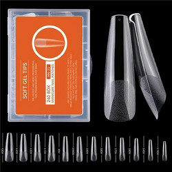 Gellie Tip 112 Soft Gel Tips Long Coffin