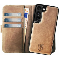 Rosso Elite - MagSafe Δερμάτινη Θήκη / Πορτοφόλι - Samsung Galaxy S22 5G - Light Brown (8719246440700)