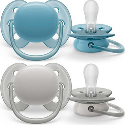 Philips Avent Ultra Soft Ανατομικές Ορθοδοντικές Πιπίλες Σιλικόνης 6-18m Blue Grey 2τμχ SCF091/17