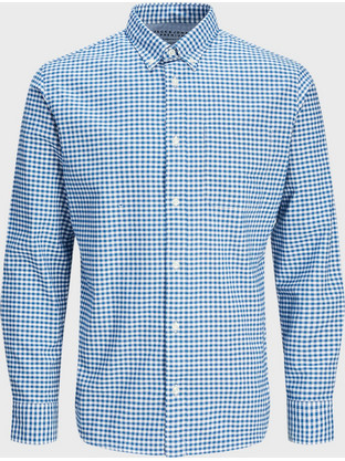 Jack & Jones Ανδρικό Πουκάμισο Βαμβακερό Μακρυμάνικο Κανονική Γραμμή Γαλάζιο 12192150