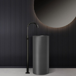 Karag 4609F-GM Νιπτήρας Μπάνιου Δαπέδου Στρογγυλός Inox 37.5x85cm Γκρι