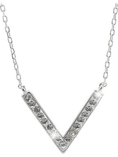 Ασημένιο κολιέ 925 σχήμα V με κρύσταλλα Swarovski (J1014)