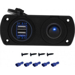 Carsun Διπλός USB Φορτιστής Αυτοκινήτου 12V με Ενσωματωμένη Βάση Πάνελ και Διακόπτη ee6020