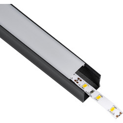 GloboStar(R) SURFACE-PROFILE 70869-1M Προφίλ Αλουμινίου - Βάση + Ψύκτρα Ταινίας LED με Λευκό Γαλακτερό Κάλυμμα - Επιφανειακή Χρήση - Πατητό Κάλυμμα - Μαύρο - 1 Μέτρο - Μ100 x Π2.3 x Υ2cm 70869-1M