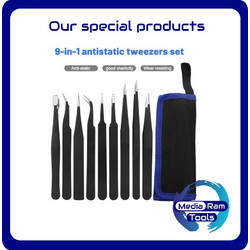 MR - 9 Τεμάχια Προσέλες σε Θήκη - Piece Maintenance Tweezers with Canvas Bag