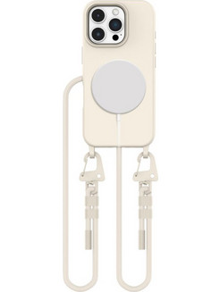 Θήκη Apple iPhone 16 Pro Max - Tech-Protect MagNecklace Σιλικόνης με MagSafe & Αποσπώμενο Λουράκι Λαιμού - Cosmic Latte (5906302311972)