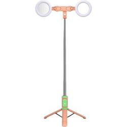 Selfie Stick Bluetooth με Τηλεχειριστήριο και Φως Ροζ Χρώμα