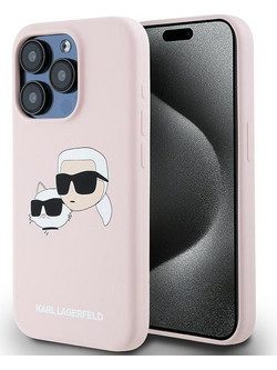 Karl Lagerfeld Silicone Karl&Choupette MagSafe Case for iPhone 15 Pro - Pink