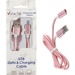 VOLTE-TEL ΚΑΛΩΔΙΟ USB-A ΦΟΡΤΙΣΗΣ-DATA MAGNETIC BRAIDED VCD07 2.1A 1m ROSE-GOLD