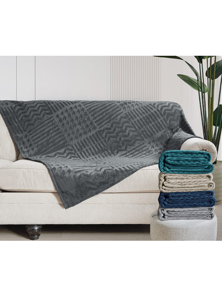 Κουβέρτα - Ριχτάρι flannel ζακάρ Σχ. Karl 100% polyester Light Grey 200x220cm