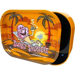 Best Buds Thin Box Rolling Tray With Storage - Sunset Sherbet