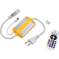 70521 RGB Controller με Ασύρματο Χειριστήριο IR - Μεταλλάκτης Τροφοδοσίας AC/DC 230V IP68 Slim Ταινίας Μονής Σειράς LED RGB 4 Pin Max 1500W - Έως 100 Μέτρα