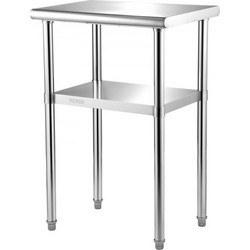 VEVOR Ανοξείδωτος Πάγκος 24x18x36, 600lbs, Ρυθμιζόμενο Ράφι & Πόδια J24X18X36INCHUFT3V0