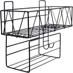 Επιτοίχιο Μεταλλικό Ράφι με Γάντζους 30x12.5x24cm Άσπρο ή Μαύρο