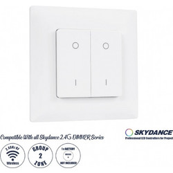 GloboStar 73122 PF1-2 SKYDANCE Ασύρματο Επιτοίχιο Χειριστήριο 2 Group RF 2.4Ghz DC3V IP20 - Μ8.5 x Π8.5 x Υ1.7cm
