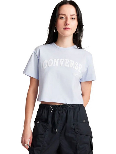 CONVERSE CROPPED COLLEGIATE CROPPED T-SHIRT 10026367-A04 Λιλά