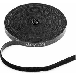 deleyCON αυτοκόλλητη ταινία Velcro για οργάνωση καλωδίων 10μ μαύρη MK2655