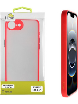 Lime Successories Lime Θηκη Iphone 16E 6.1'' Hardshell Fusion Full Camera Protection Red With Black KEYS