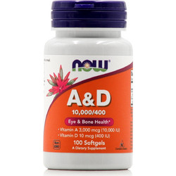 Now Foods Vitamin A & D 10000iu & 400iu 100 Μαλακές Κάψουλες