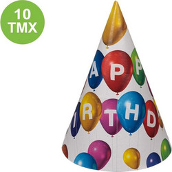 Καπέλα Πάρτι Χάρτινα Μπαλόνια Happy Birthday 15cm - 10 τμχ