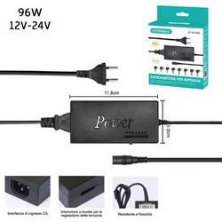 Universal Φορτιστής - Τροφοδοτικό Laptop 96W με 8 Γωνιακά Βύσματα AC σε DC 12V - 15V - 16V - 18V - 19V - 20V - 24V Arrango AT49068