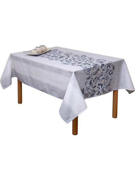 Runner Κοχύλι (Σετ 2τμχ) White-Blue Viopros 40X140 Βαμβάκι-Πολυέστερ