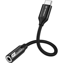 Techsuit - Premium Cable Adapter Fusexound - Type-C To 3.5mm Jack, Hi-Fi Quality, Dac Chip, 3A, 48kHz, 0.1m - Black - (AC13)