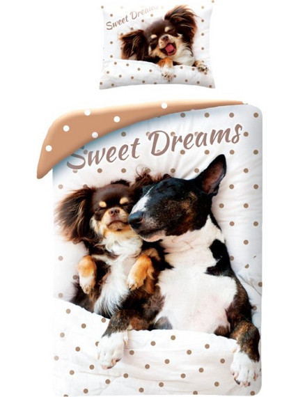 Animals Sweet Dreams Dog Bedding Set 140x200cm, 70x90 cm