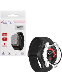 VOLTE-TEL TEMPERED GLASS SAMSUNG WATCH 5 44MM 1.4in 9H 0.30mm 2.5D EASY APPLICATION FULL GLUE FULL COVER TRANSPARENT VOLTE-TEL