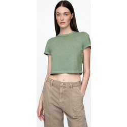 Οργανικό Βαμβάκι Vintage Cropped Μπλούζα Gasoline green