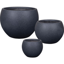 MarHome Σετ Κασπώ Fiber Clay Μπάλα Ανθρακί Γρανίτη S:Φ30x23/M:Φ43x31/L:Φ55x37cm 3τμχ