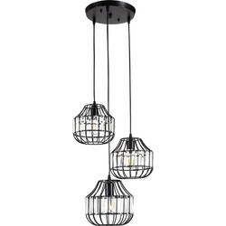 ARlight PDC 7048/3 BK Κρεμαστό Φωτιστικό Οροφής με Κρύσταλλα Τρίφωτο Μαύρο Φ30cm 0084444